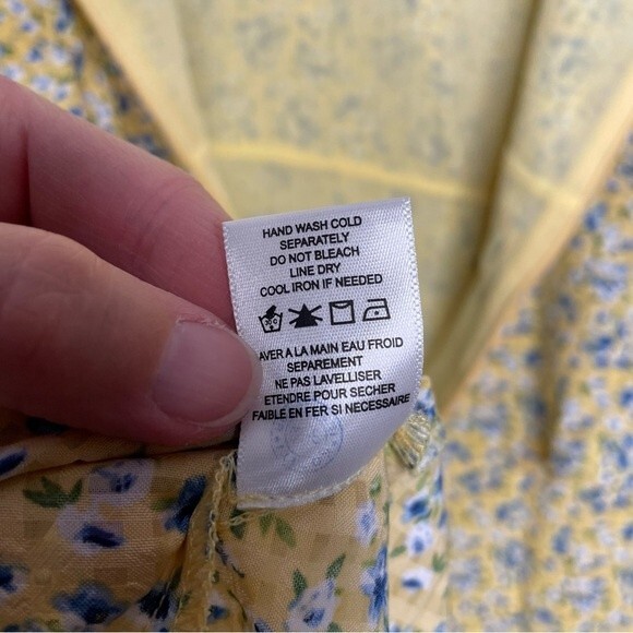 Pleione Dress Floral V Neck Layered Ruffle Sleeveless Yellow Blue Plus Size 4X - Picture 9 of 11